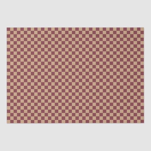 Burgundy And Tan Check Tissue Paper