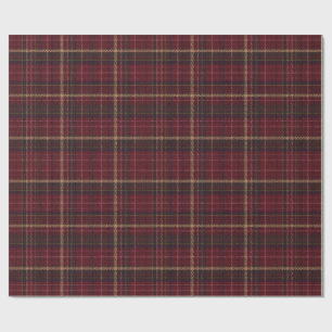 Burgundy and Tan Plaid Tartan Wrapping Paper