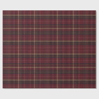 Burgundy and Tan Plaid Tartan Wrapping Paper