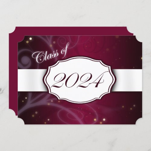 Burgundy and White 2024 Graduation Party Invitation