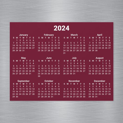 Burgundy and White 2024 Magnetic Calendar