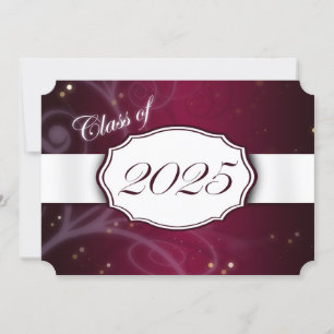Burgundy and White 2025 Graduation Invitations