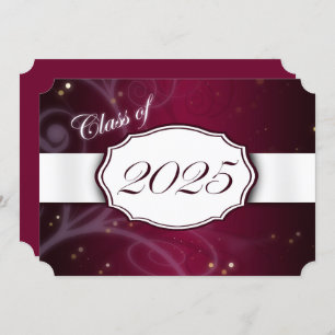 Burgundy and White 2025 Graduation Party Invitation