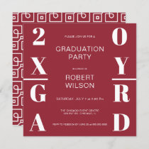 Burgundy and White Bold Typography Graduation Invitation