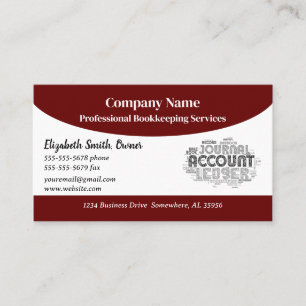 Burgundy and White Bookkeeping Business Card