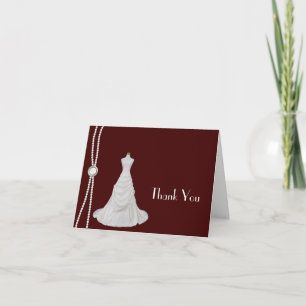 Burgundy and White Bridal Shower Thank You
