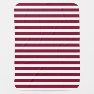 Burgundy and white candy stripes baby blanket