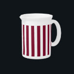 Burgundy and white candy stripes beverage pitcher<br><div class="desc">Burgundy and white candy stripes</div>