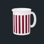 Burgundy and white candy stripes beverage pitcher<br><div class="desc">Burgundy and white candy stripes</div>