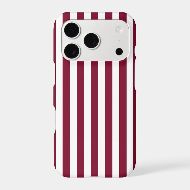 Burgundy and white candy stripes Case-Mate iPhone case (Back)