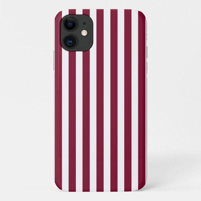 Burgundy and white candy stripes Case-Mate iPhone case (Back)