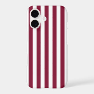 Burgundy and white candy stripes iPhone 17 case