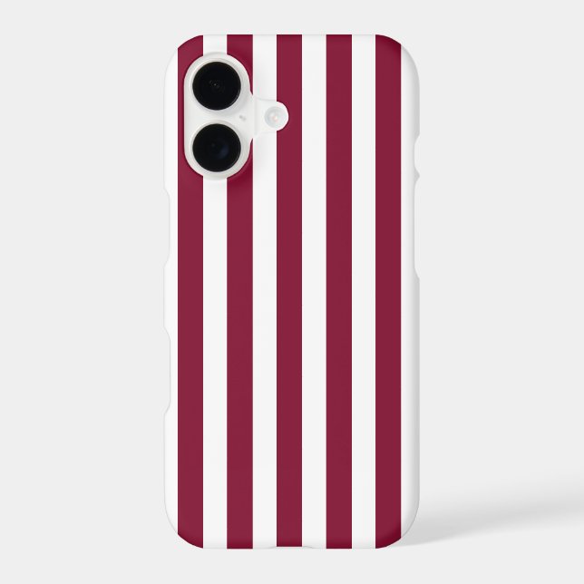 Burgundy and white candy stripes Case-Mate iPhone case (Back)
