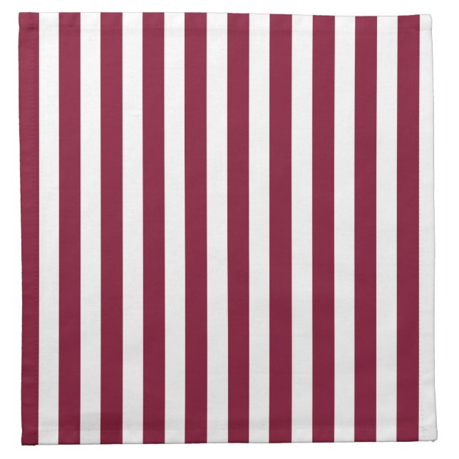 Burgundy and white candy stripes cloth napkin (Front)