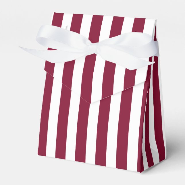 Burgundy and white candy stripes favor boxes (Front Side)