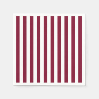 Burgundy and white candy stripes napkins