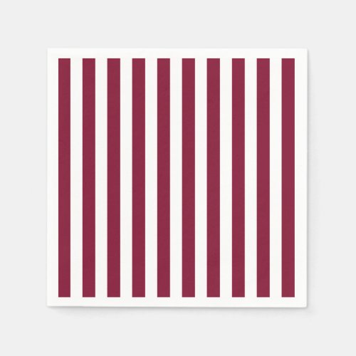 Burgundy and white candy stripes napkins