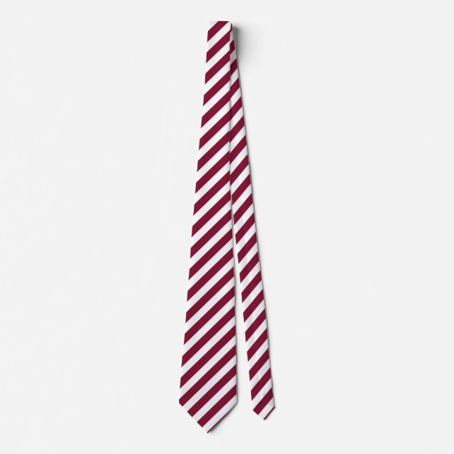 Burgundy and white candy stripes neck tie (Front)