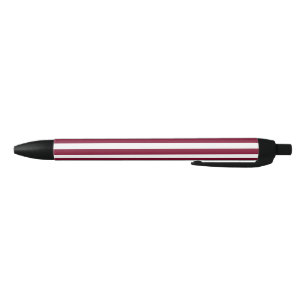 Burgundy and white candy stripes pen