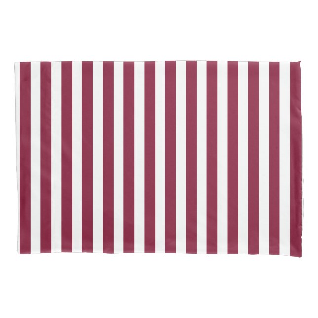 Burgundy and white candy stripes pillow case (Front)