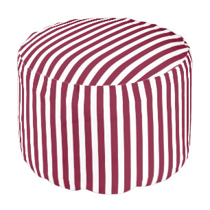 Burgundy and white candy stripes pouf