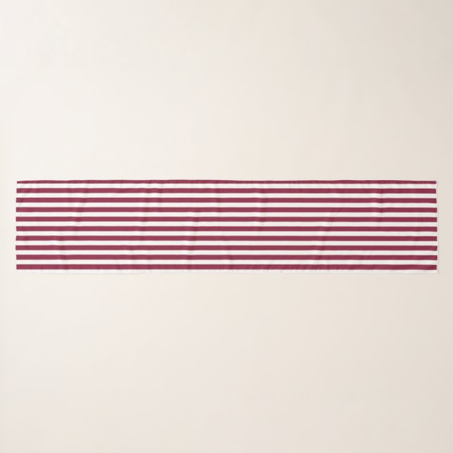 Burgundy and white candy stripes scarf (Front (Horizontal))