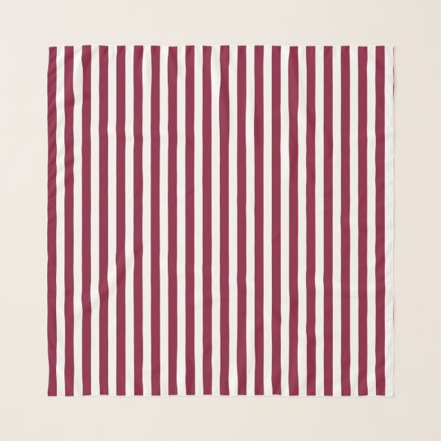 Burgundy and white candy stripes scarf (Front)