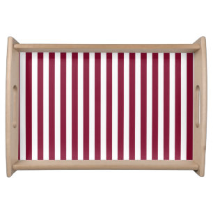 Burgundy and white candy stripes serving tray