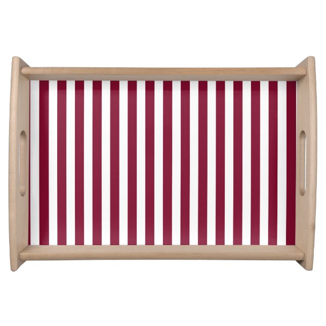 Burgundy and white candy stripes serving tray (Front)