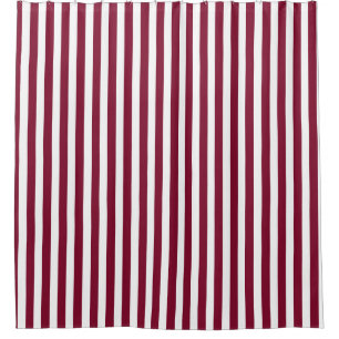 Burgundy and white candy stripes shower curtain