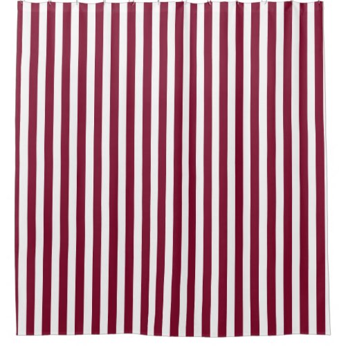 Burgundy and white candy stripes shower curtain