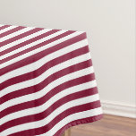 Burgundy and white candy stripes tablecloth