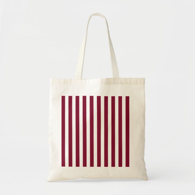 Burgundy and white candy stripes tote bag (Front)