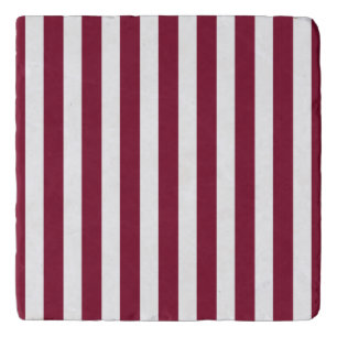 Burgundy and white candy stripes trivet