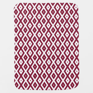 Burgundy and white diamond pattern baby blanket
