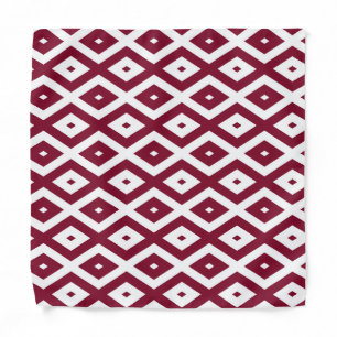Burgundy and white diamond pattern bandana