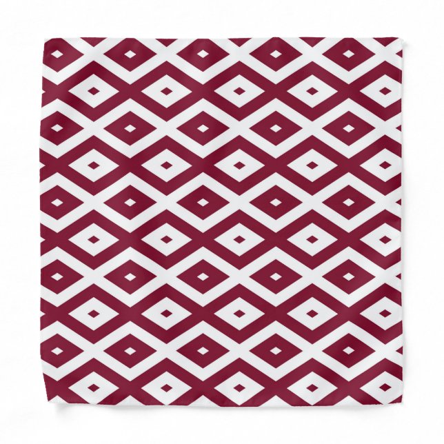 Burgundy and white diamond pattern bandana (Front)