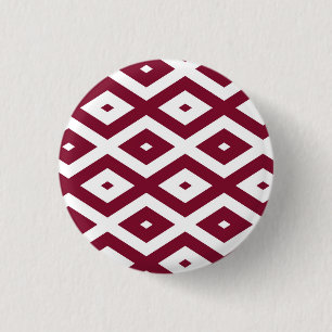 Burgundy and white diamond pattern button