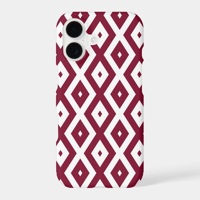 Burgundy and white diamond pattern Case-Mate iPhone case (Back)