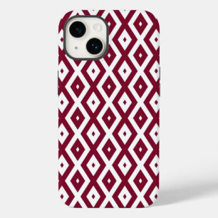 Burgundy and white diamond pattern Case-Mate iPhone 14 case