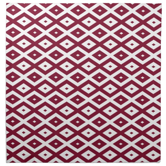 Burgundy and white diamond pattern cloth napkin (Front)
