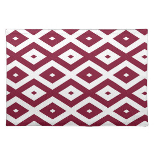 Burgundy and white diamond pattern cloth placemat