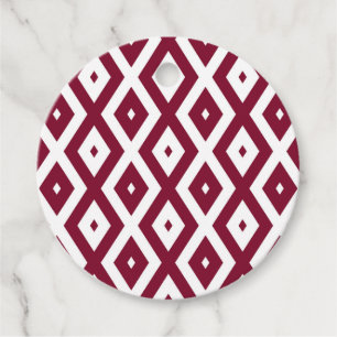 Burgundy and white diamond pattern favor tags