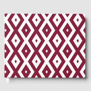 Burgundy and white diamond pattern guest book