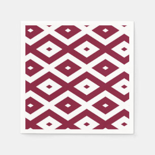Burgundy and white diamond pattern napkins