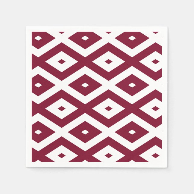 Burgundy and white diamond pattern napkins (Front)