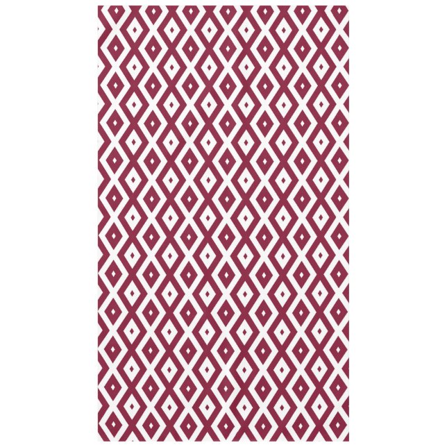 Burgundy and white diamond pattern tablecloth (Front)