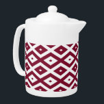 Burgundy and white diamond pattern teapot<br><div class="desc">Burgundy and white diamond pattern</div>