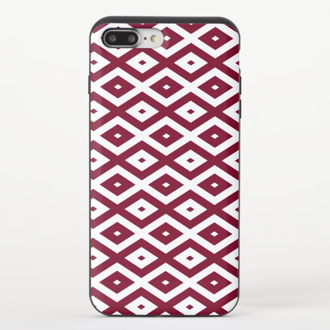 Burgundy and white diamond pattern uncommon iPhone case (Back)