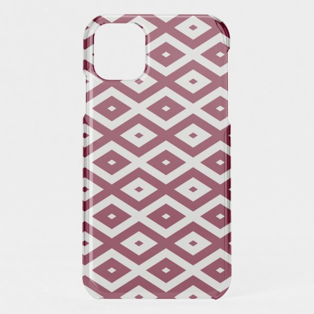 Burgundy and white diamond pattern uncommon iPhone case (Back)